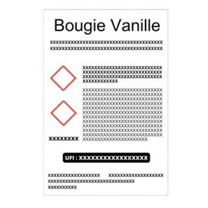 Création d'étiquette CLP : Commande personnalisée  - 1 étiquette CLP -Bougie fleur de coton